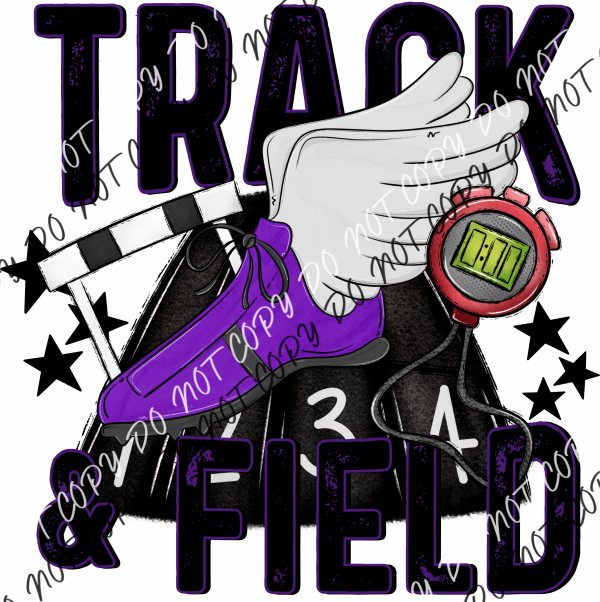 Track & Field Dtf Transfer (See Color Options) Toddler 6” / Blue Shoe White Letters Rtp Transfers