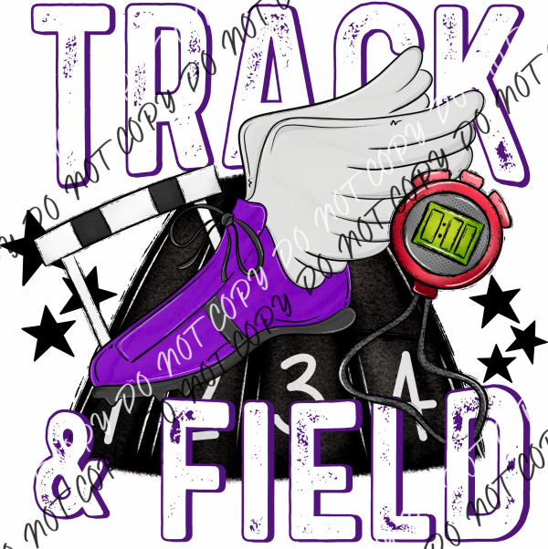 Track & Field Dtf Transfer (See Color Options) Larger Youth 9” / Purple Shoe - White Letters Rtp