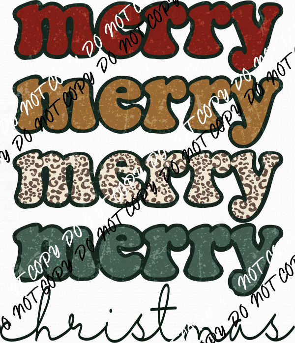 Traditional Merry Christmas Distressed DTF Transfer - We Print U Press DTF Transfers