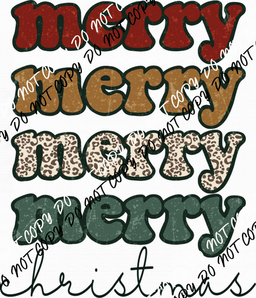 Traditional Merry Christmas Distressed DTF Transfer - We Print U Press DTF Transfers