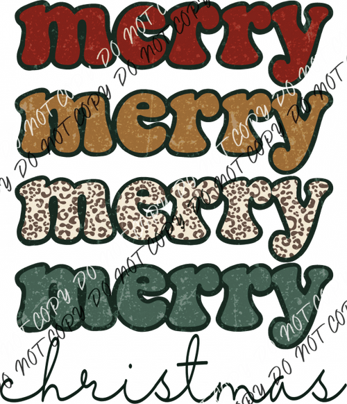 Traditional Merry Christmas Distressed Dtf Transfer Rtp Transfers