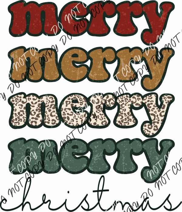 Traditional Merry Christmas Distressed Dtf Transfer Rtp Transfers