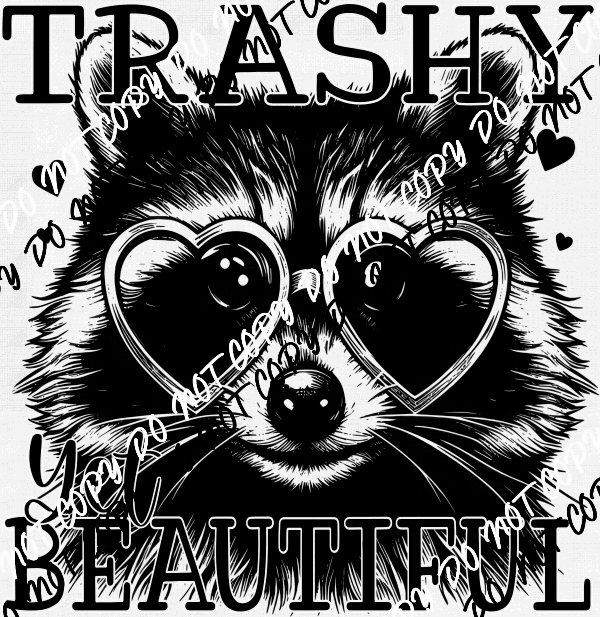 Trashy Yet Beautiful Raccoon with Glasses DTF Transfer - We Print U Press DTF Transfers