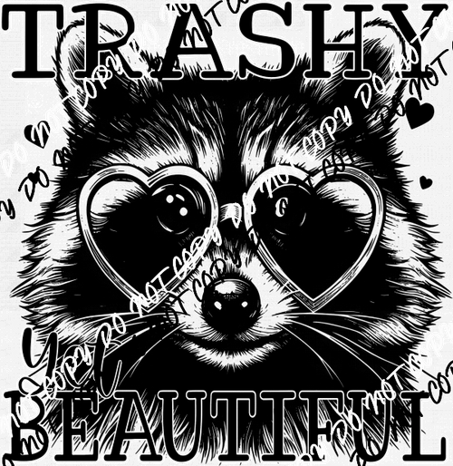 Trashy Yet Beautiful Raccoon with Glasses DTF Transfer - We Print U Press DTF Transfers