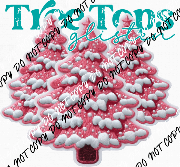 Treetops Glisten Pink Trees DTF Transfer - We Print U Press DTF Transfers