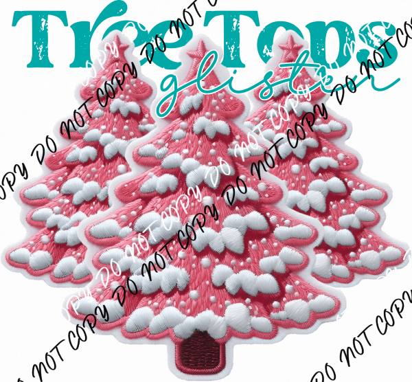 Treetops Glisten Pink Trees DTF Transfer - We Print U Press DTF Transfers