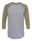 Triblend Three - Quarter Raglan T-Shirt - Military Green/ Premium Heather - We Print U Press DTF Transfers