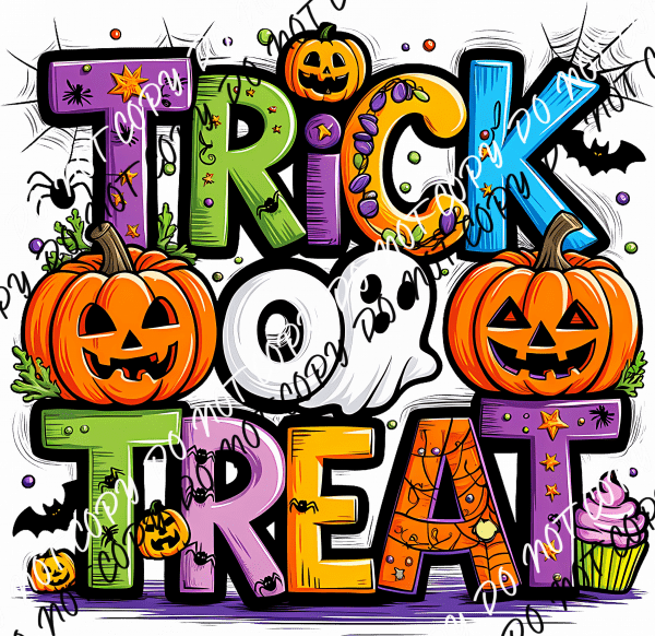 rick or Treat Halloween Font DTF Transfer - We Print U Press DTF Transfers