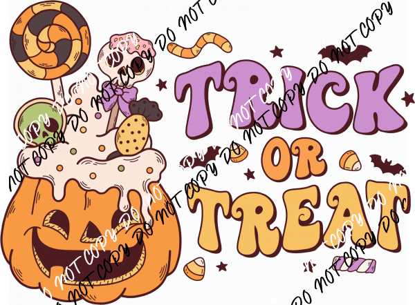 Trick or Treat Jack O Lantern and Candy DTF Transfer - We Print U Press DTF Transfers