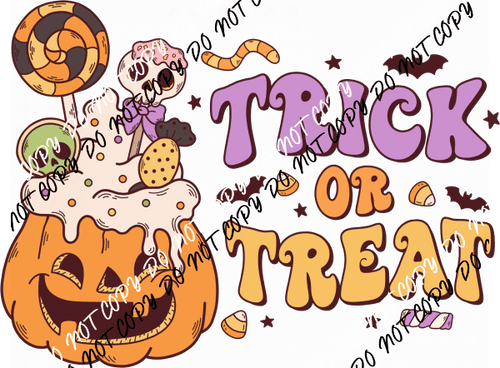 Trick or Treat Jack O Lantern and Candy DTF Transfer - We Print U Press DTF Transfers