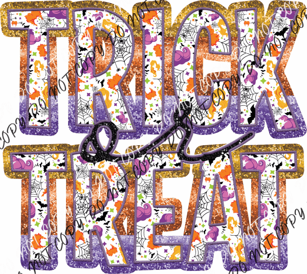 Trick Or Treat Text Faux Sequins Dtf Transfer Transfers