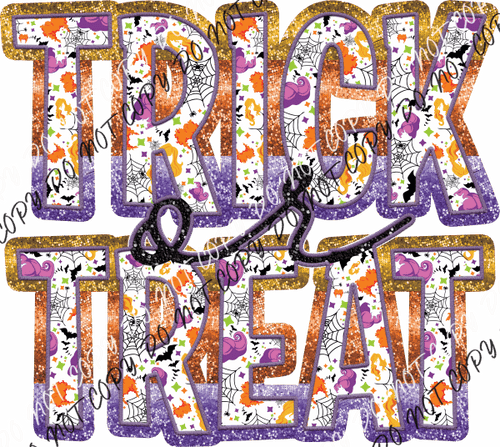 Trick Or Treat Text Faux Sequins Dtf Transfer Transfers