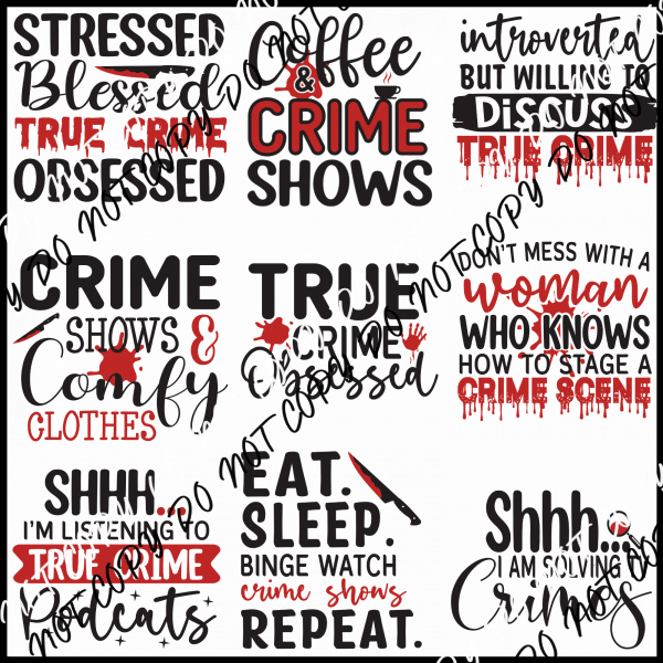 TRUE CRIME MINI UV TRANSFER BUNDLE - We Print U Press DTF Transfers