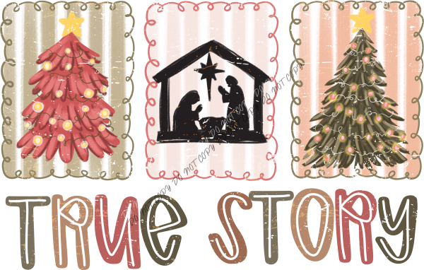 True Story Christmas Nativity Squiggle Art Frames DTF Transfer RTP DTF Transfers