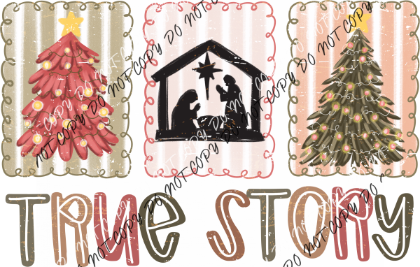 True Story Christmas Nativity Squiggle Art Frames DTF Transfer RTP DTF Transfers