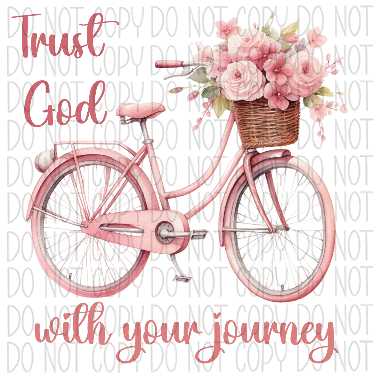 Trust God With Your Journey Pink Bicycle Dtf Transfer Transfers