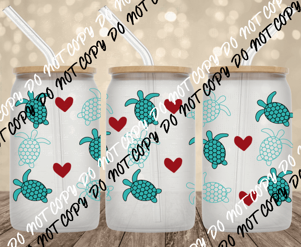 Turtles UV Transfer for 16 oz Glass Can - We Print U Press DTF Transfers