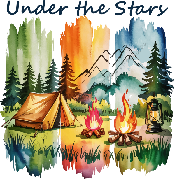 Under the Stars Camping Scene DTF Transfer RTP DTF Transfers