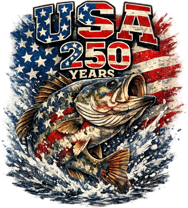 USA 250 Bass Fishing DTF Transfer - RTP DTF Transfer