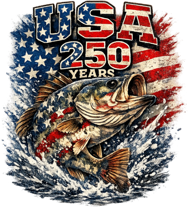 USA 250 Bass Fishing DTF Transfer - RTP DTF Transfer