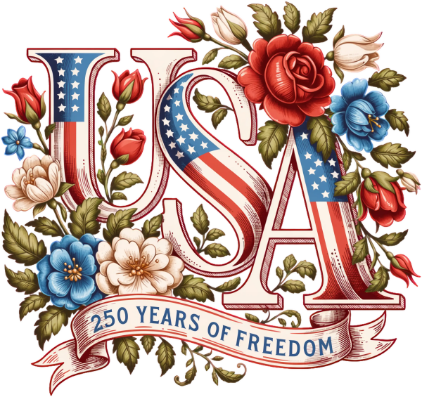 USA 250 Years of Freedom Vintage Floral DTF Transfer - RTP DTF Transfer