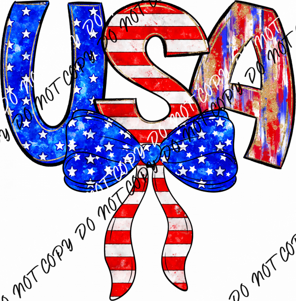 USA Bow Patriotic DTF Transfer - We Print U Press DTF Transfers