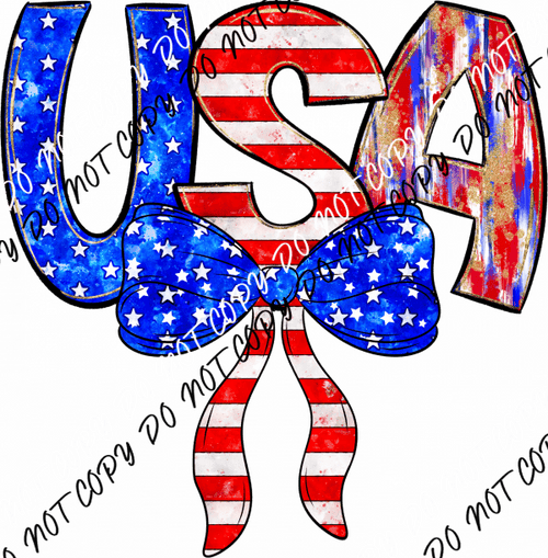 USA Bow Patriotic DTF Transfer - We Print U Press DTF Transfers