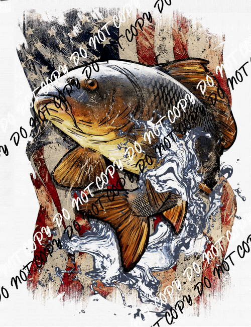USA Flag Carp Fish DTF Transfer - We Print U Press DTF Transfers