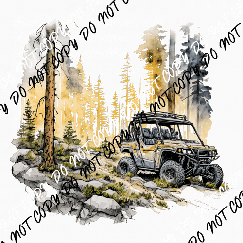 UTV in the Woods Watercolor DTF Transfer - We Print U Press DTF Transfers