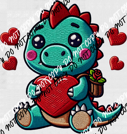 Valentine Dino DTF Transfer - We Print U Press DTF Transfers