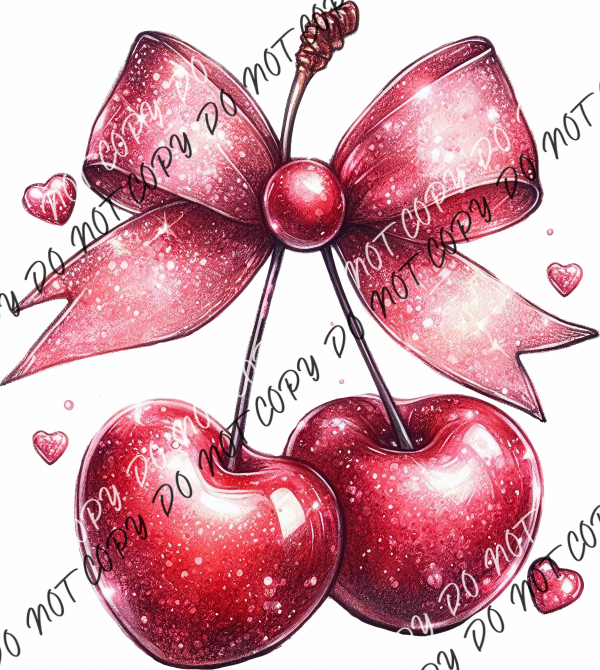 Valentine Glitter Cherries DTF Transfer RTP DTF Transfers