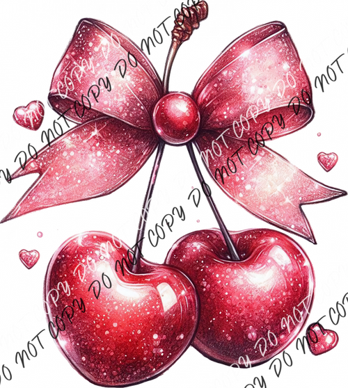 Valentine Glitter Cherries DTF Transfer RTP DTF Transfers