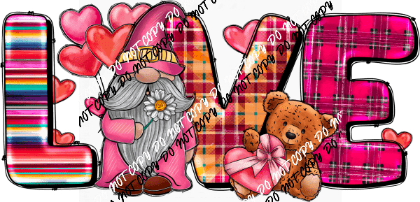 Valentine Love Gnome DTF Transfer - We Print U Press DTF Transfers