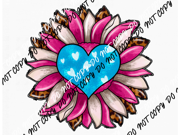 Valentine's Day Heart Sunflower DTF Transfer - We Print U Press DTF Transfers