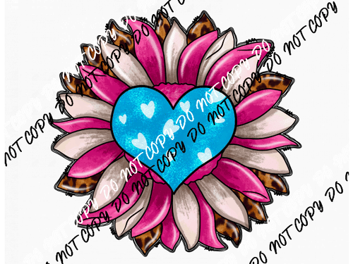 Valentine's Day Heart Sunflower DTF Transfer - We Print U Press DTF Transfers