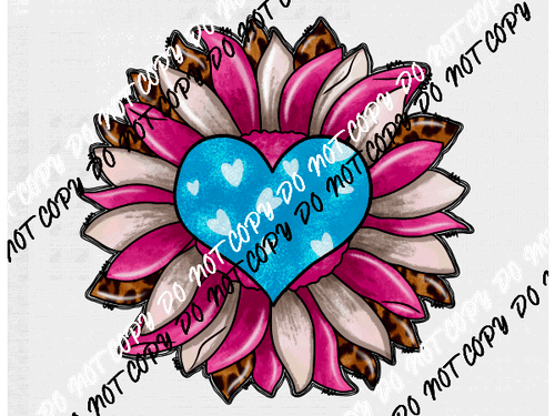 Valentine's Day Heart Sunflower DTF Transfer - We Print U Press DTF Transfers
