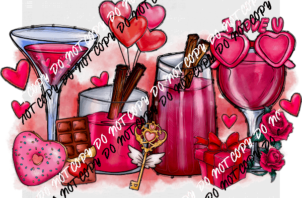 Valentine’s Day Wine DTF Transfer - We Print U Press DTF Transfers