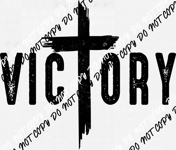 Victory Cross Distressed White or Black Print DTF Transfer - We Print U Press DTF Transfers