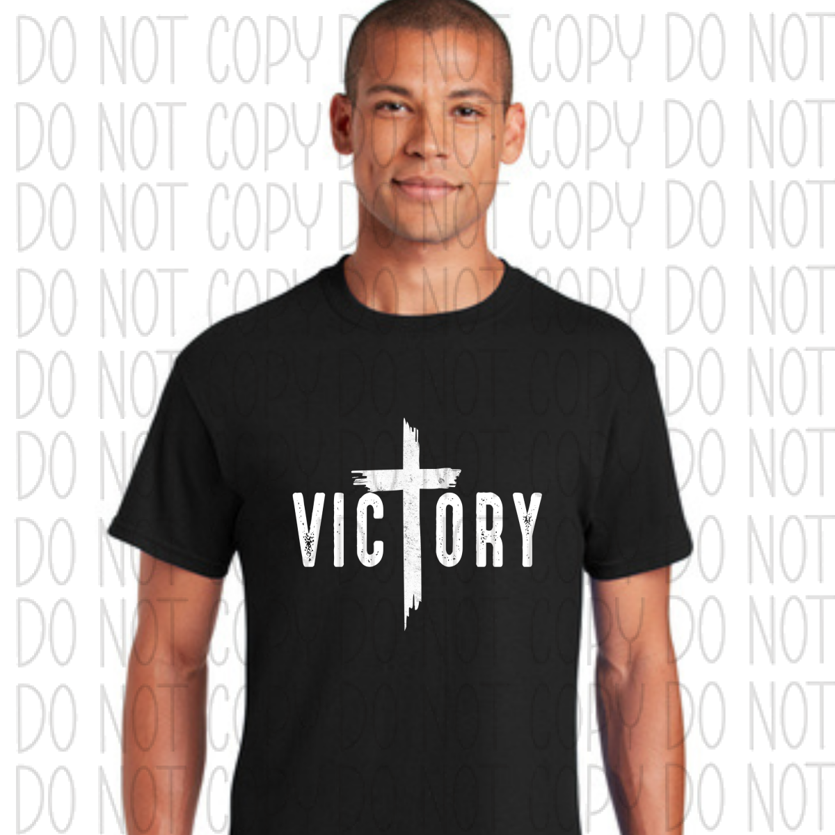 Victory Cross Distressed White Or Black Print Dtf Transfer Adult Xl-2Xl 12 / Rtp Transfers