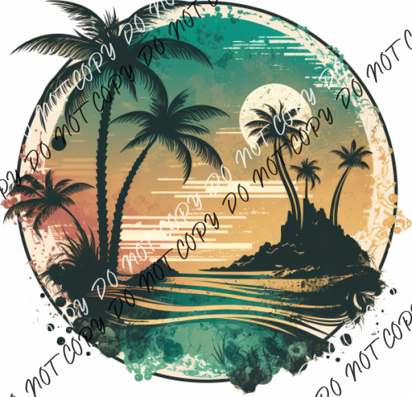 Vintage Beach Palm Trees Dtf Transfer