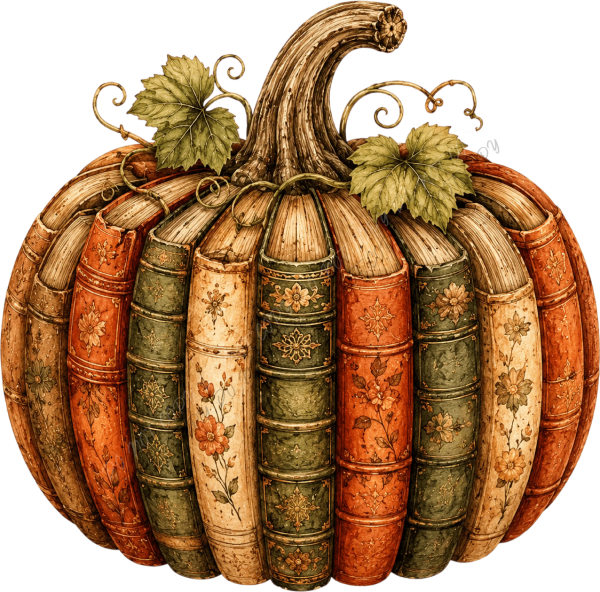 Vintage Book Pumpkin DTF Transfer - RTP DTF Transfer