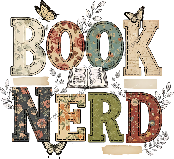 Vintage Floral Book Nerd DTF Transfer RTP DTF Transfers