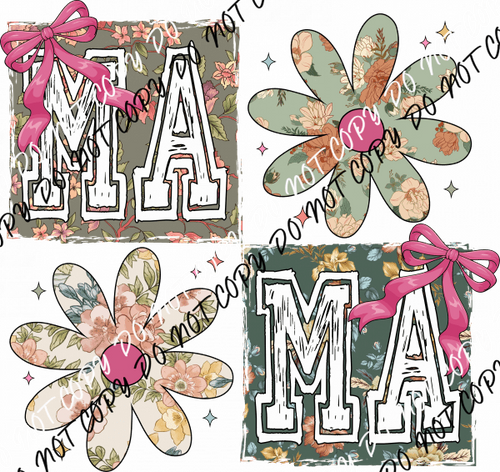 Vintage Floral MAMA Block DTF Transfer - We Print U Press DTF Transfers