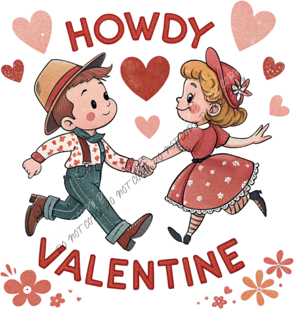 Vintage Howdy Valentine DTF Transfer RTP DTF Transfers