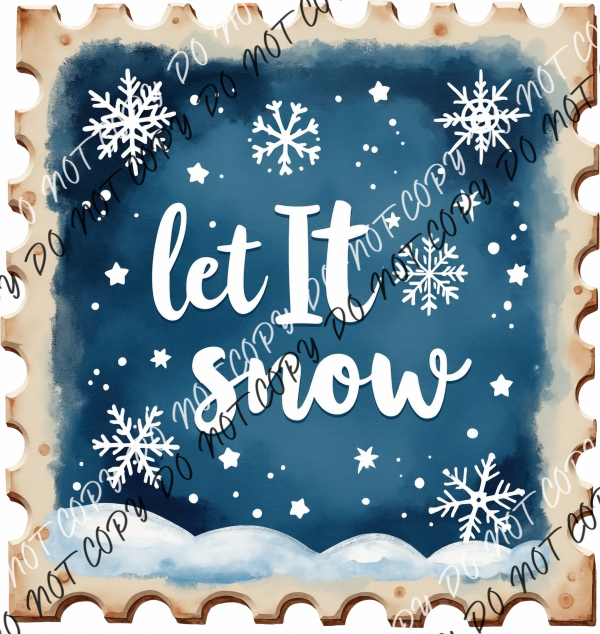 Vintage Let It Snow Stamp DTF Transfer RTP DTF Transfers