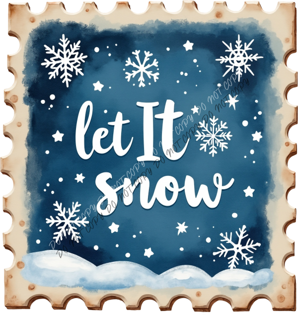 Vintage Let It Snow Stamp DTF Transfer RTP DTF Transfers