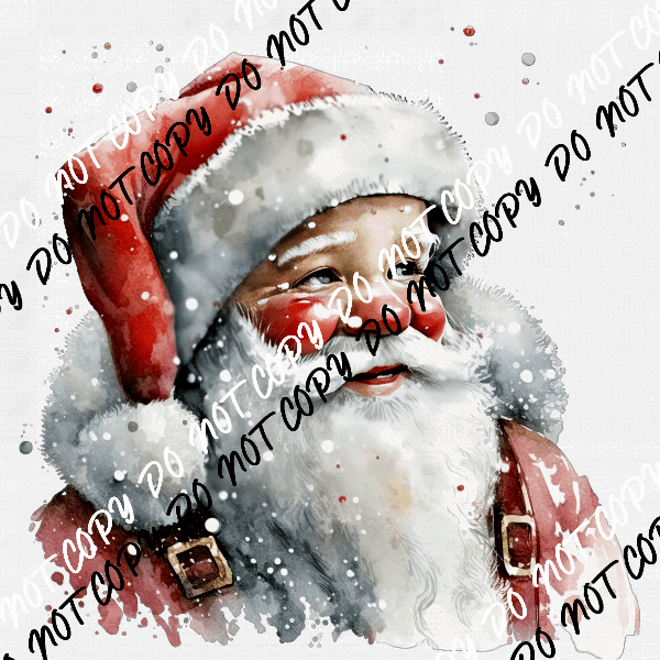Vintage Santa Watercolor DTF Transfer - We Print U Press DTF Transfers