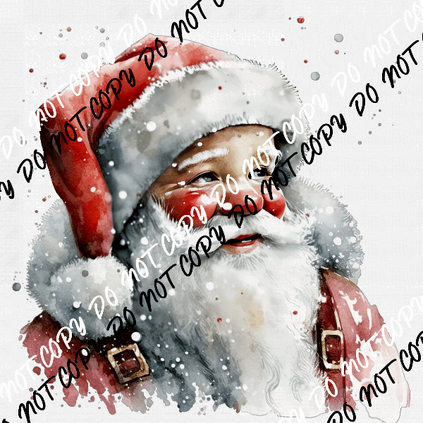 Vintage Santa Watercolor DTF Transfer - We Print U Press DTF Transfers