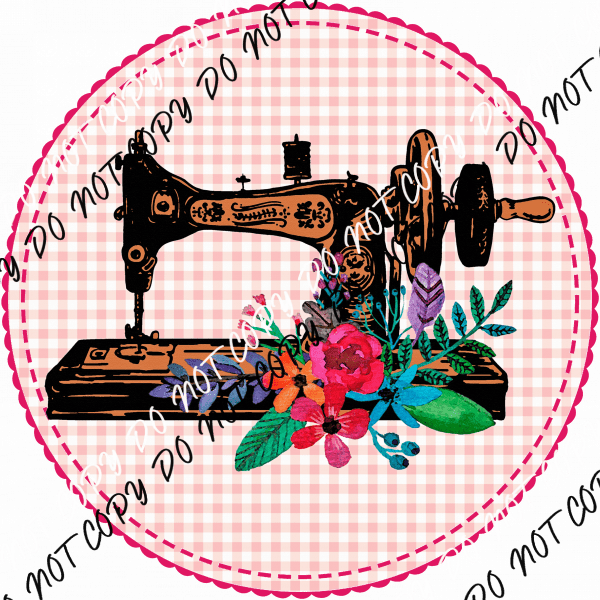 Vintage Sewing Machine with Flowers DTF Transfer - We Print U Press DTF Transfers