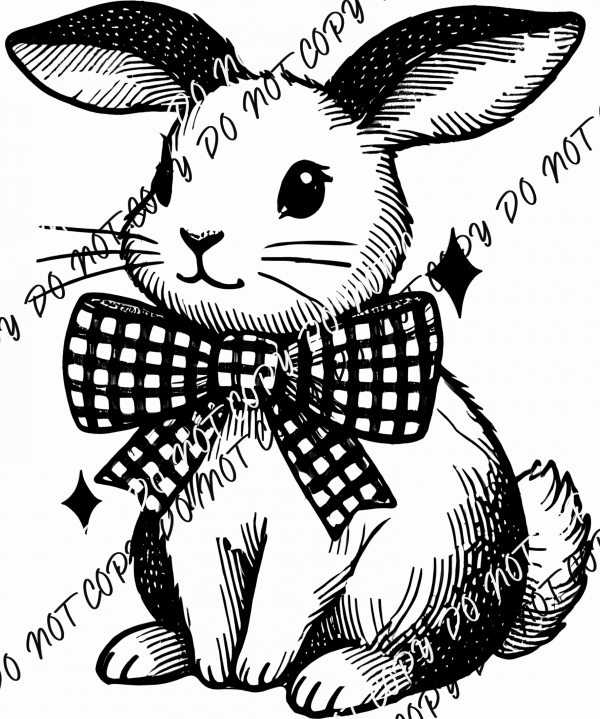 Vintage Sketch Bunny DTF Transfer - We Print U Press DTF Transfers